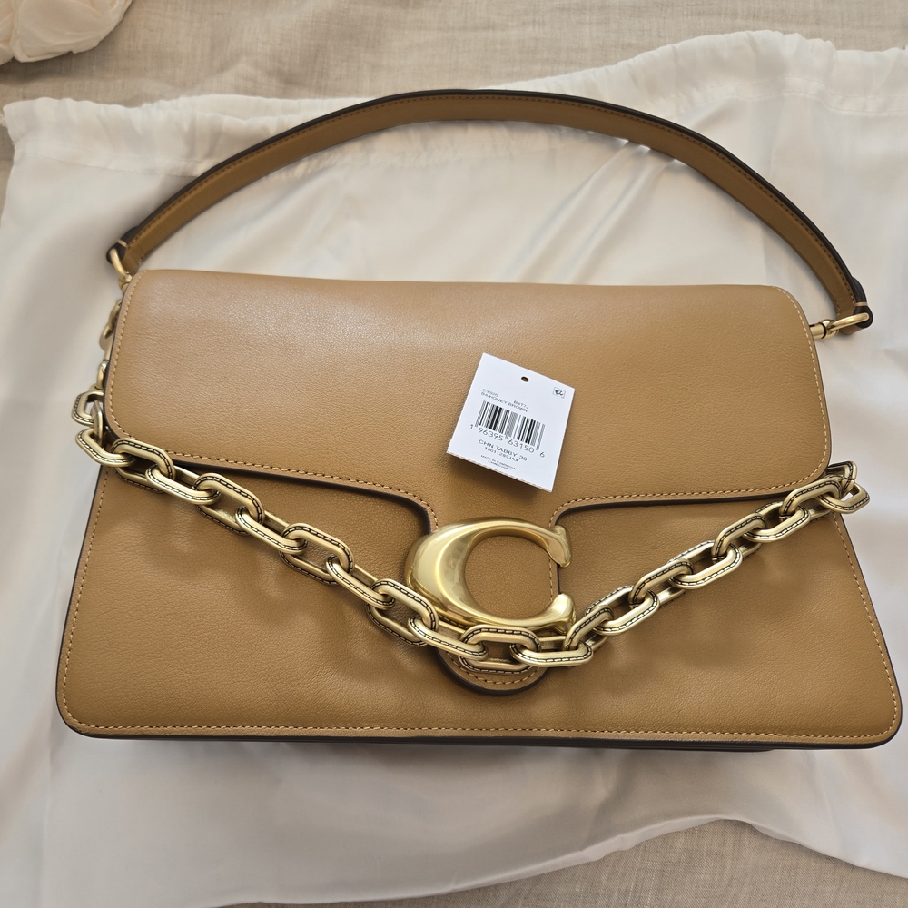SOLD - Coach Chain Tabby 30 In Honey Brown